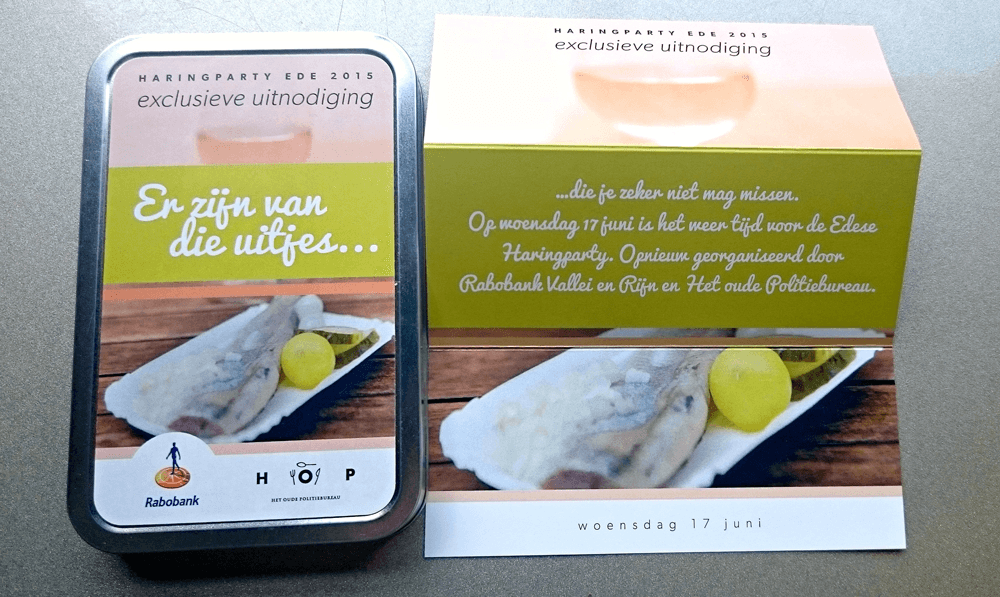 Direct mail example: BliQje used as an invitation for Haringparty