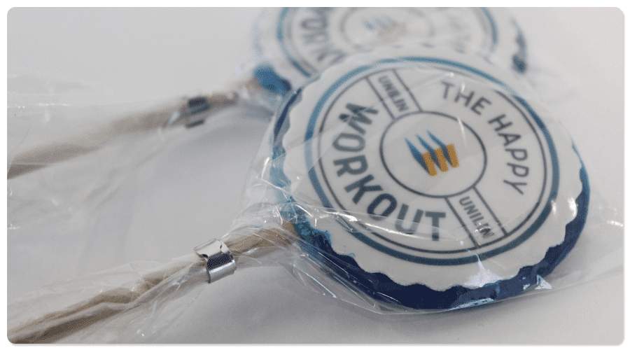 Original giveaway photo lollipops with logo