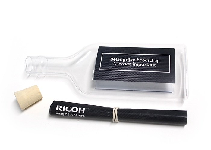 Message in a bottle as DM production to announce new Ricoh product