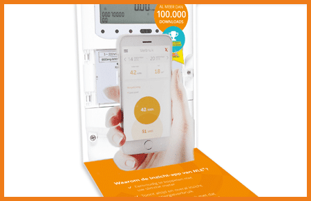 2D card with mobile phone pop up element