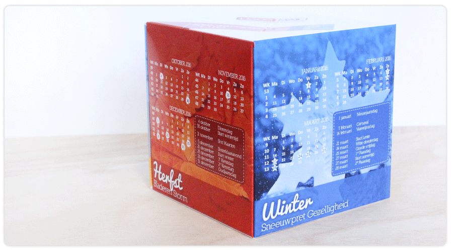 Printed Promotional Product Pop up Cube 90x90 Calendar