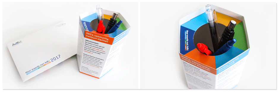 pen holder dimensional mailer