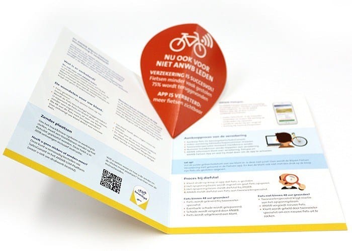 Pop-Up V-fold card used for ANWB Bicycle Insurance