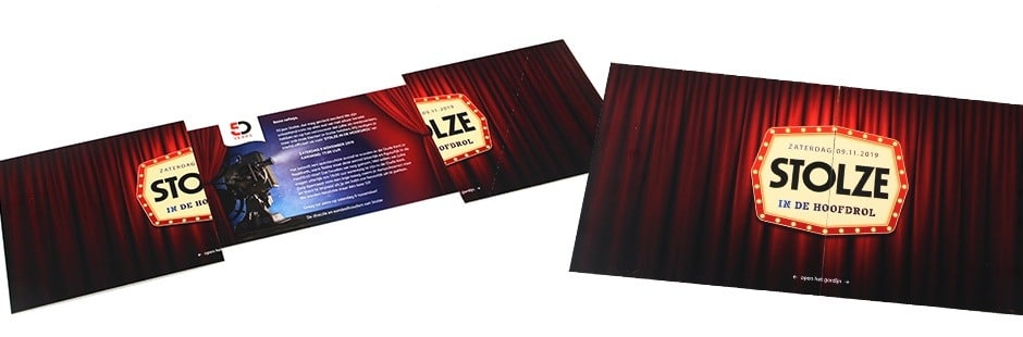 Sample Two-Way Sliding card mailing for a festive theme night