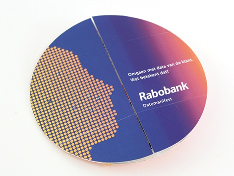 Speciaal ontwikkelde Ronde Turning Card Rabobank