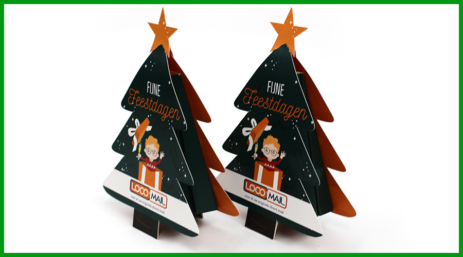 Voorbeeld Kerstmailing Eindejaarsmailing Kerstboom Pop-up kaart