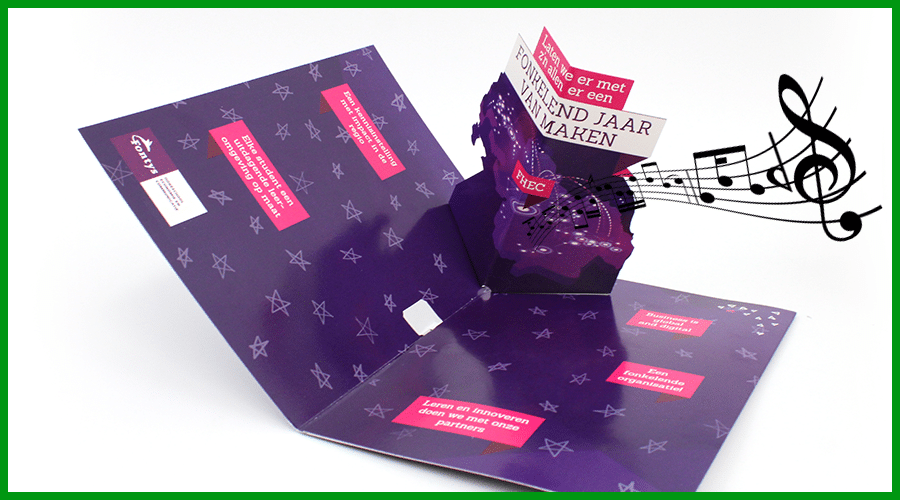 Sample end-of-year mailing Music Card with Pop-Up