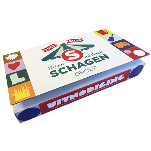 75 jaar Schagen Groep | Uitnodiging met Pop-up Kubus